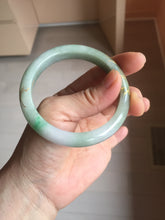 Load image into Gallery viewer, 54.2mm certified 100% natural Type A sunny green gray purple carved and golden-painted round cut jadeite jade bangle PJ65