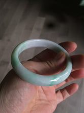 Load image into Gallery viewer, 50.5mm Certified Type A 100% Natural sunny green/white Oval Jadeite Jade bangle AD55