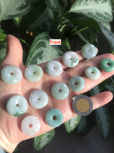 Load image into Gallery viewer, 17.8-21mm Type A 100% Natural green/white Jadeite Jade Safety Guardian Button donut Pendant group AD33