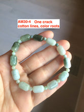 Load image into Gallery viewer, 100% natural green/white type A jadeite jade Capsule bead bracelet AM30