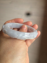 Load image into Gallery viewer, 51mm Certified Type A 100% Natural light purple white vintage style Jadeite Jade oval bangle AM38-0157