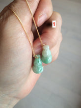 Load image into Gallery viewer, 100% Natural sunny green gourd dangling jadeite Jade earring AT74