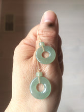 Load image into Gallery viewer, Sold 100% Natural watery safe and sound mom and daughter buckle dangling jadeite Jade earring AS2