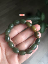 Load image into Gallery viewer, 100% Natural 12x9mm green/yellow olives shape Nephrite bead bracelet A38 (河磨玉)