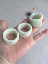 Load image into Gallery viewer, 100% Natural beige with brown flying dandelions nephrite Jade men's thumb ring HE10