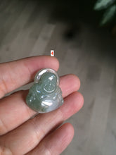 Load image into Gallery viewer, 100% Natural white green happy buddha jadeite Jade pendant necklace AD57