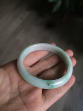 Load image into Gallery viewer, 50.5mm Certified Type A 100% Natural sunny green/white Oval Jadeite Jade bangle AD55