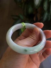 Load image into Gallery viewer, 54.6mm certified type A 100% Natural green/white Jadeite Jade bangle U61-4938