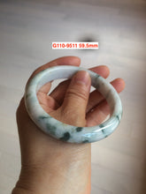 Load image into Gallery viewer, 55.8-59mm Certificated Type A 100% Natural White with green floating flowers Jadeite Jade bangle G110