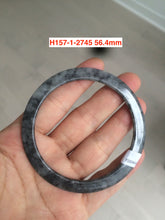 Load image into Gallery viewer, 56mm Type A 100% Natural black white (乌鸡翡翠) flat thin Jadeite Jade bangle H157