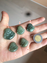 Load image into Gallery viewer, 100% Natural type A oily dark green/gray/black small happy buddha jadeite Jade pendant necklace AQ52 add on item