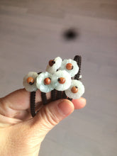 Load image into Gallery viewer, 15-16mm 100% natural type A icy green/white flower jadeite jade thread woven bracelets AT79