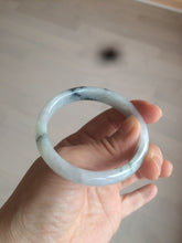 Load image into Gallery viewer, 51mm Certified Type A 100% Natural light purple/white with green floating flowers oval Jadeite Jade bangle N91-2400