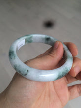 Load image into Gallery viewer, 57.5 mm Certified Type A 100% Natural green/purple with floating green flowers Jadeite Jade bangle X83-9560