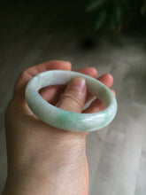 Load image into Gallery viewer, 53.5mm certified 100% natural Type A sunny green/white jadeite jade bangle X98-3760