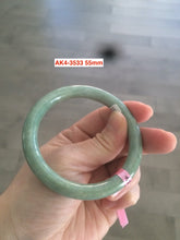 Load image into Gallery viewer, 54-55mm type A 100% natural certified green slim round cut jadeite jade bangle group AK4 (Clearance item) another