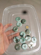 Load image into Gallery viewer, 24-25mm Type A 100% Natural dark green/white Jadeite Jade Safety Guardian Button donut Pendant group AK40-1 (Add-on items)