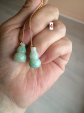 Load image into Gallery viewer, 100% Natural sunny green gourd dangling jadeite Jade earring AT74