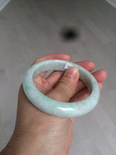 Load image into Gallery viewer, 57.4mm 100% natural Type A sunny green/white jadeite jade bangle K92-1110