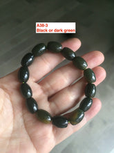 Load image into Gallery viewer, 100% Natural 12x9mm green/yellow olives shape Nephrite bead bracelet A38 (河磨玉)
