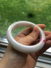 Load image into Gallery viewer, 56.8mm certified type A 100% Natural white/light green jadeite jade bangle B75-9276
