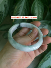 Load image into Gallery viewer, 55.8-59mm Certificated Type A 100% Natural White with green floating flowers Jadeite Jade bangle G110