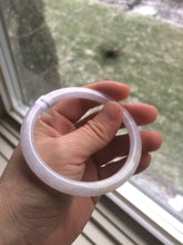 Load image into Gallery viewer, 57.4mm Certified type A 100% Natural icy purple/white/yellow round cut slim Jadeite Jade bangle AE3-5269