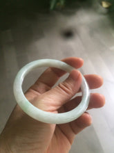 Load image into Gallery viewer, 58mm certified type A 100% Natural fresh light green/white slim jadeite jade bangle E80-0996