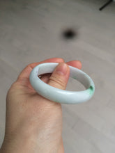 Load image into Gallery viewer, 48.5mm Certified Type A 100% Natural sunny green/white oval Jadeite Jade bangle AT60-4210