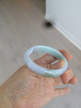 Load image into Gallery viewer, 47.5mm Certified Type A 100% Natural light green/purple/brown (Fu Lu Shou) oval Jadeite Jade bangle AT57-4197