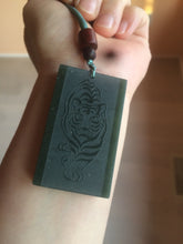 Load image into Gallery viewer, 100% natural dark green/black nephrite jade (青玉) tiger safe and sound pendant J120