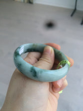 Load image into Gallery viewer, 53mm Certified type A 100% Natural light green/brown/gary floating flower oval jadeite jade bangle Q74-5309