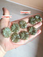 Load image into Gallery viewer, 25-26mm Type A 100Natural 3D dark green/brown/black jadeite Jade flower Pendant necklace AQ54 (add-on item)