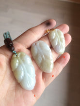 Load image into Gallery viewer, 100% natural type A yellow/purple jadeite jade leaf pendant necklace group AQ58