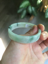 Load image into Gallery viewer, 52mm certified type A100% Natural fresh green floating flowers square Jadeite Jade bangle AC59-8793