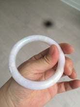 Load image into Gallery viewer, 55.8mm Certified type A 100% Natural light purple sunny green white round cut Jadeite Jade bangle AS7-5130
