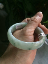 Load image into Gallery viewer, 52mm certified type A100% Natural green white oval Jadeite Jade bangle H148-1034