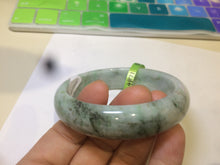 Load image into Gallery viewer, 53-55mm certifaied Type A 100% Natural sunny green/white/black Jadeite Jade bangle (with defects) Group AD48