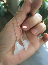 Load image into Gallery viewer, 100% Natural type A icy green/white jadeite Jade stars/water drop/wolf's fang dangling earring Q84 (add on item, Not sale individually.)