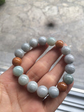 Load image into Gallery viewer, 10.5-11.5mm 100% natural type A colourful red/green/purple/white jadeite jade beads bracelet S-B