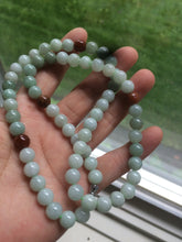 Load image into Gallery viewer, 7.8-8mm 100% Natural type A light green/red/white jadeite jade beads necklace SN-2