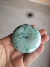 Load image into Gallery viewer, 100% Natural sunny green/pink/purple tropical beach jadeite Jade Safety Guardian Button(donut) Pendant/worry stone X123