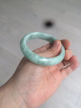 Load image into Gallery viewer, 52.5mm Certified Type A 100% Natural green/gray oval Jadeite Jade bangle U124-7143