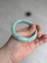 Load image into Gallery viewer, 52.5mm Certified Type A 100% Natural green/gray oval Jadeite Jade bangle U124-7143