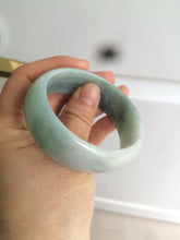 Load image into Gallery viewer, 53mm Certified type A 100% Natural light green/yellow/black broad style oval jadeite jade bangle X96-1036