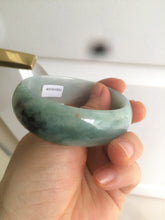 Load image into Gallery viewer, 53mm Certified type A 100% Natural light green/yellow/black broad style oval jadeite jade bangle X96-1036