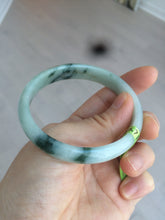 Load image into Gallery viewer, 53.5mm Certified type A 100% Natural light green/yellow/green floating flower oval jadeite jade bangle AC32-5313