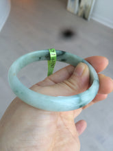 Load image into Gallery viewer, 53.5mm Certified type A 100% Natural light green/yellow/green floating flower oval jadeite jade bangle AC32-5313