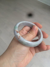 Load image into Gallery viewer, 54.2mm 100% natural type A certified light green/purple/red (FU LU SHOU, 福禄寿) jadeite jade bangle AM35-0063