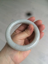 Load image into Gallery viewer, 56.8mm 100% Natural white/beige with floating dandelions chubby round cut nephrite jade bangle HE12